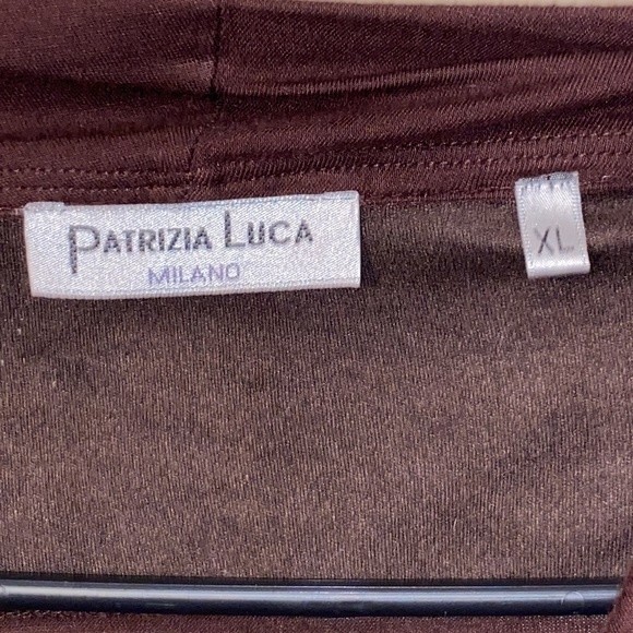 Patrizia Luca Blouse Asymmetrical Draped Cowl Neck Brown Zip detail size XL - Picture 13 of 17